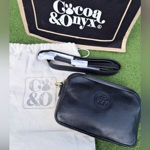 Cocoa & Onyx Black Leather Crossbody Dog Treat Bag Purse